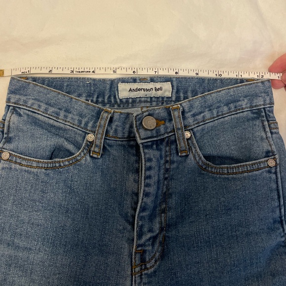 Andersson Bell Unbalance Slip Crop Jeans Medium Wash Blue 25” Waist (apa199w) - Picture 6 of 9